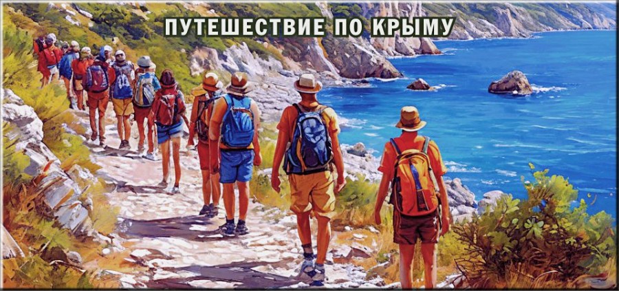 Группа туристов путешествует по Южному Берегу Крыма